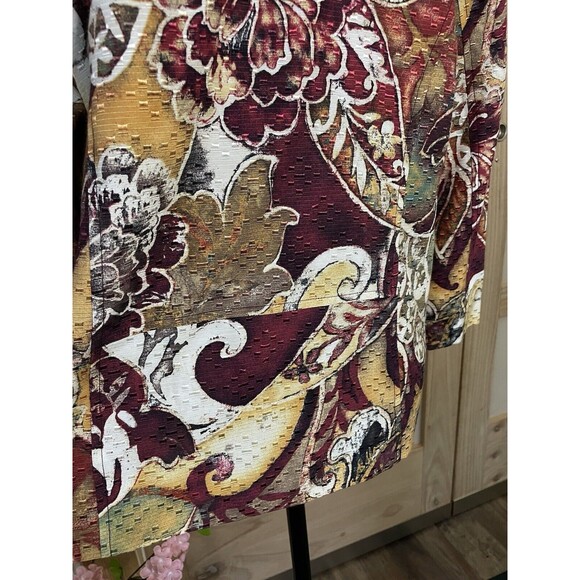 Chico's Silk Blend Floral Jacket Size 2 Large Button Front 3/4 Sleeve Pockets - Picture 10 of 13
